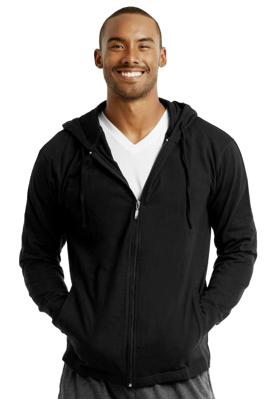 Cotton Jersey Hoodie Jacket for Men Black Small 1 Pack Mens Top