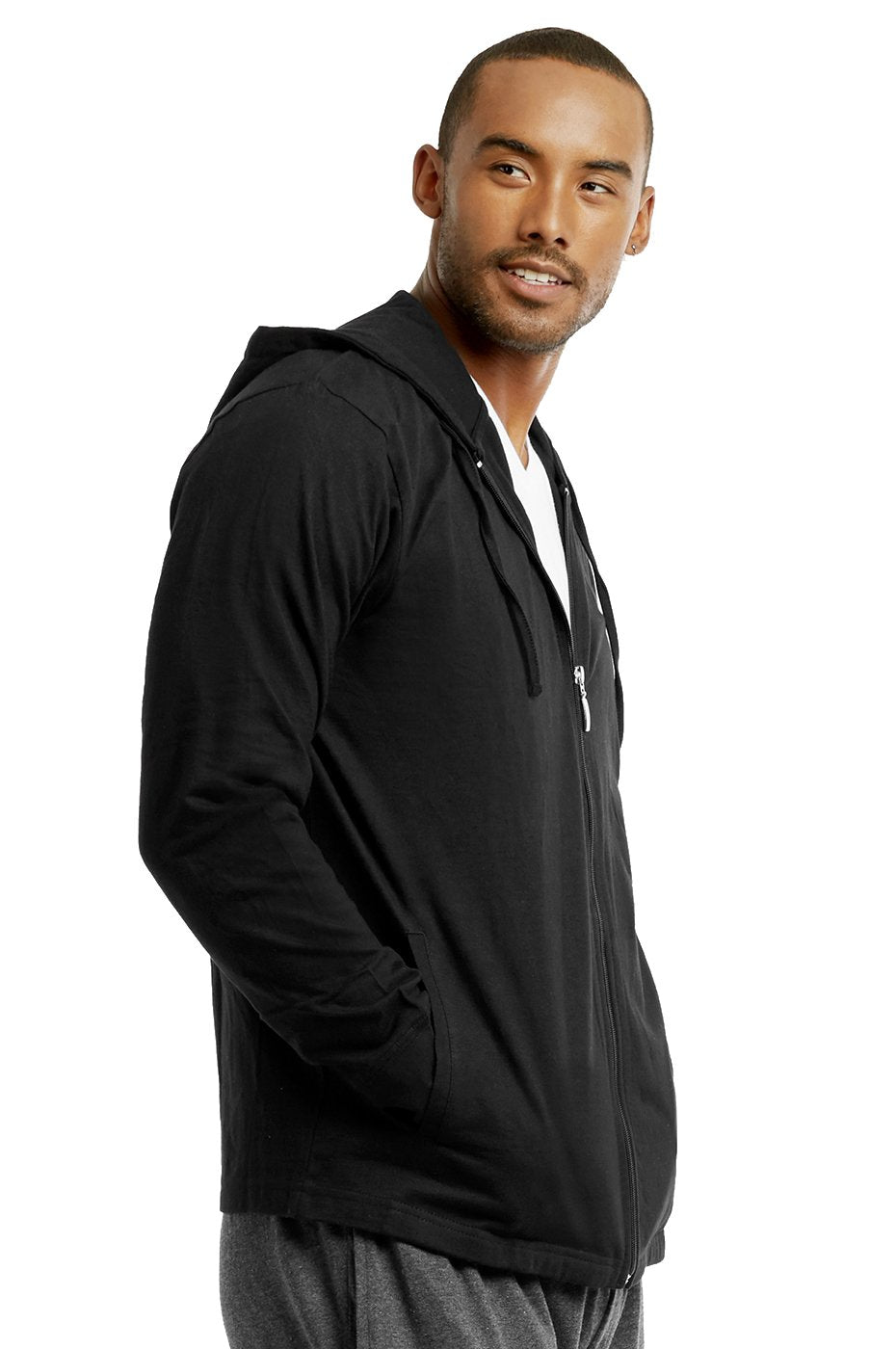 Cotton Jersey Hoodie Jacket for Men Black Small 1 Pack Mens Top