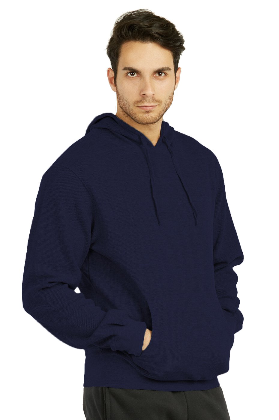 Waffle Fabric Pullover Hoodie for Men