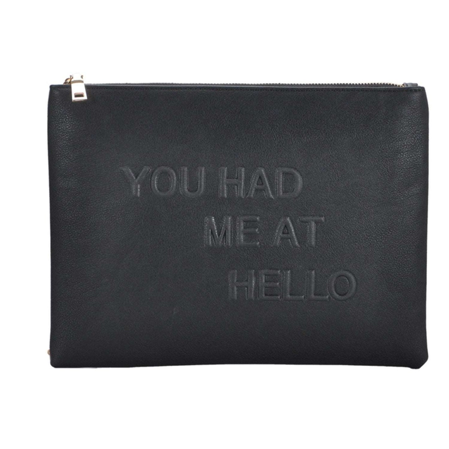 Mechaly Women's Slogan Hello Black Vegan Leather Crossbody