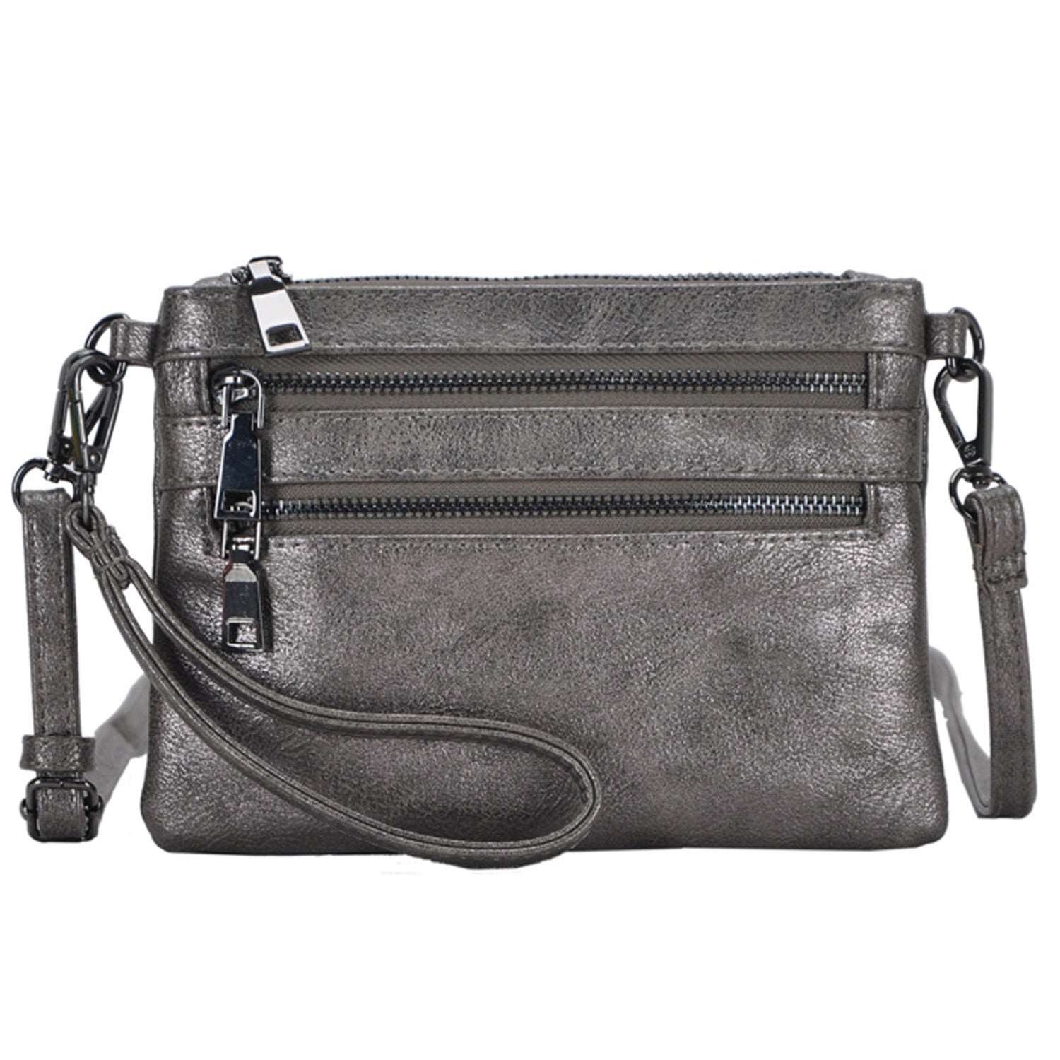 Mechaly Women's Tilly Pewter Vegan Leather Clutch Handbag