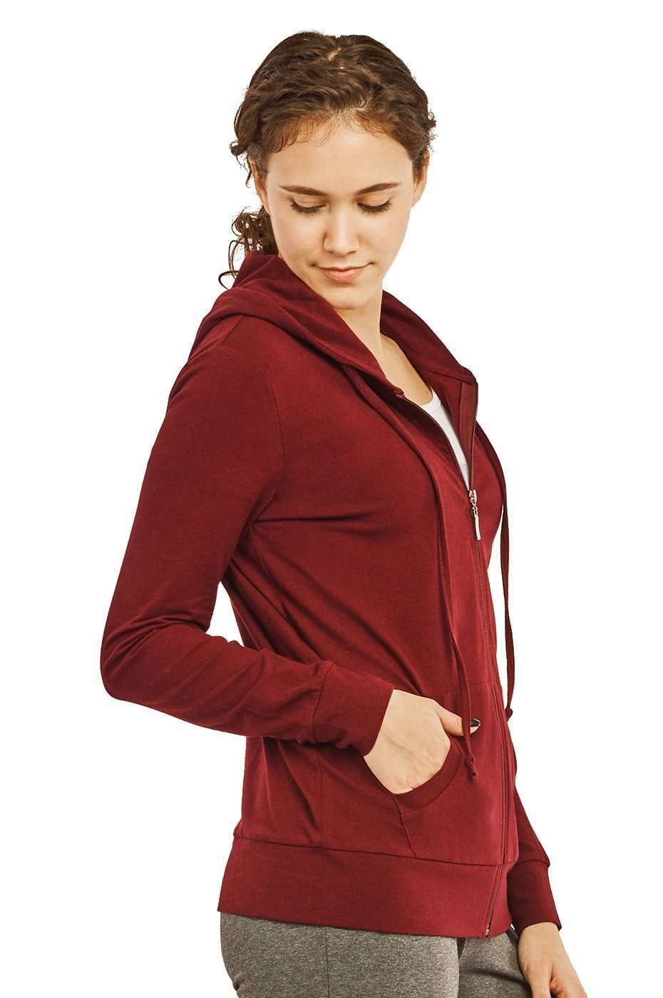 Thin Zip Up Hooded Jacket for Women