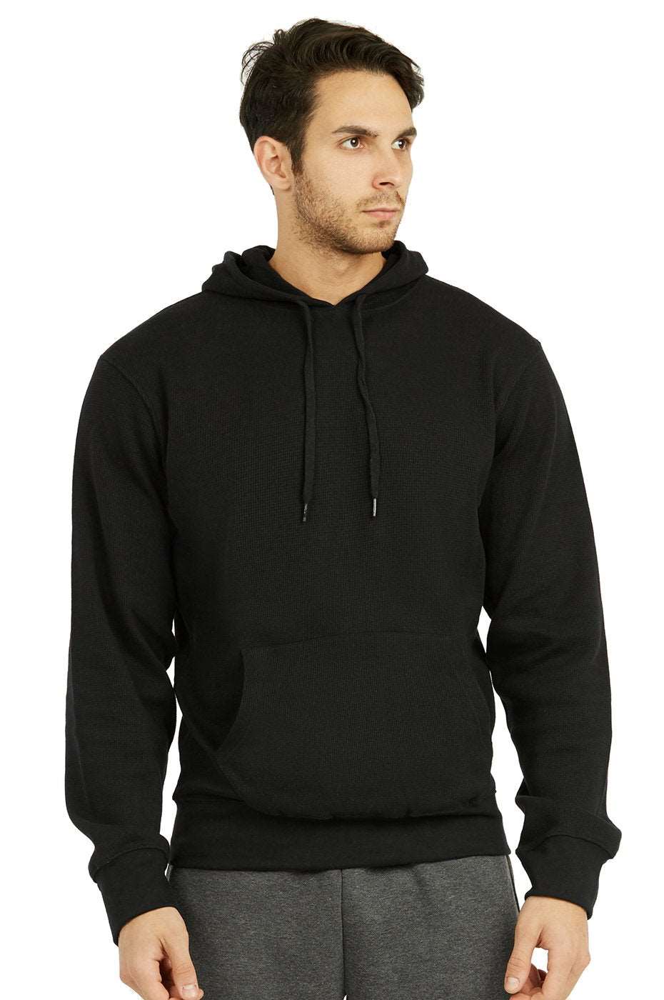 Waffle Fabric Pullover Hoodie for Men