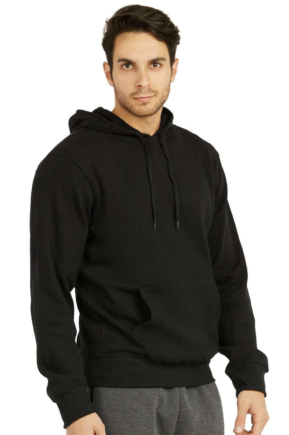 Waffle Fabric Pullover Hoodie for Men