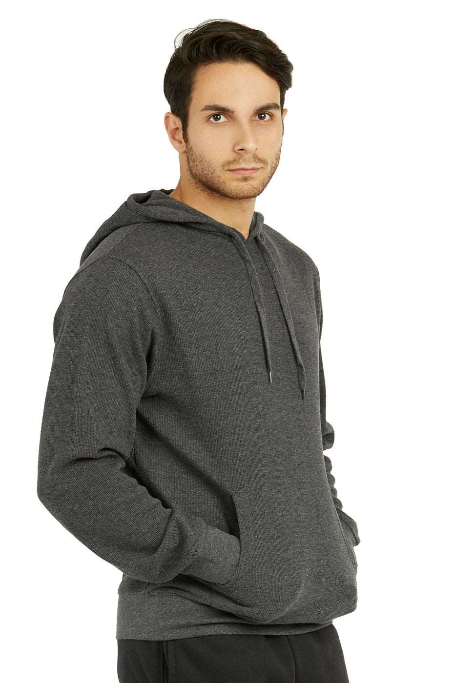 Waffle Fabric Pullover Hoodie for Men