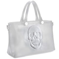 Mechaly Women's Skully White Vegan Leather Skull Handbag