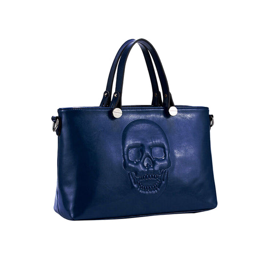 Skully Blue Vegan Leather Skull Handbag