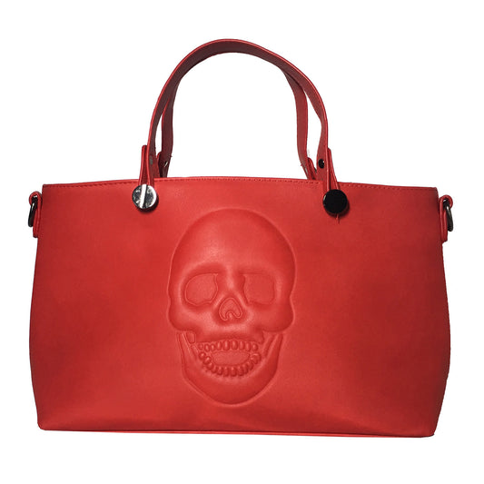 Mechaly Women's Skully Red Vegan Leather Skull Handbag