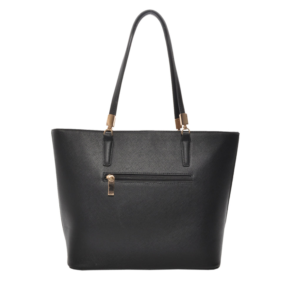 Mechaly Women's Sydney Black Vegan Leather Tote Handbag