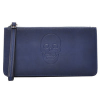 Mechaly Women's Skully Blue Vegan Leather Skull Handle Wallet