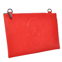 Mechaly Women's Skully Red Vegan Leather Skull Clutch Crossbody Handbag